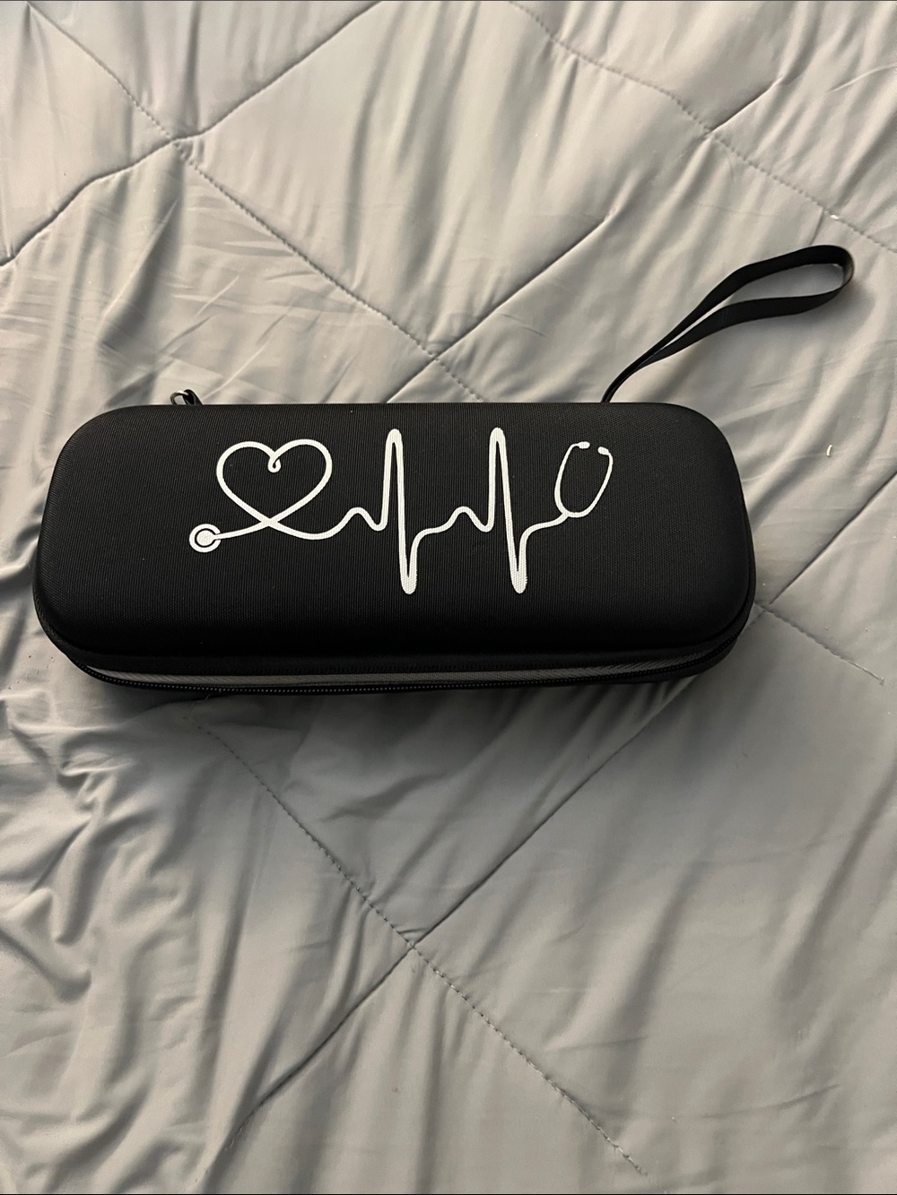 Black Heartbeat Stethoscope Pencil Case
